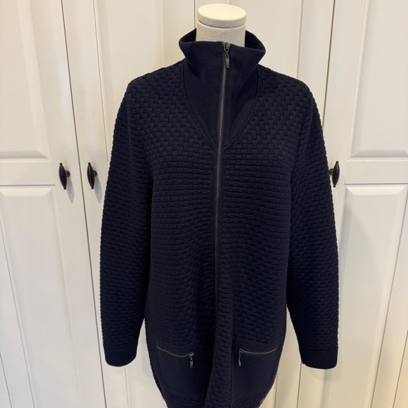 Saint James boiled wool waffle weave full zip cardigan with shawl collar US 12 - Picture 2 of 7